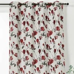 Rideau|LINDER Rideau oeillets (135 x 250 cm) Magnolia Rouge