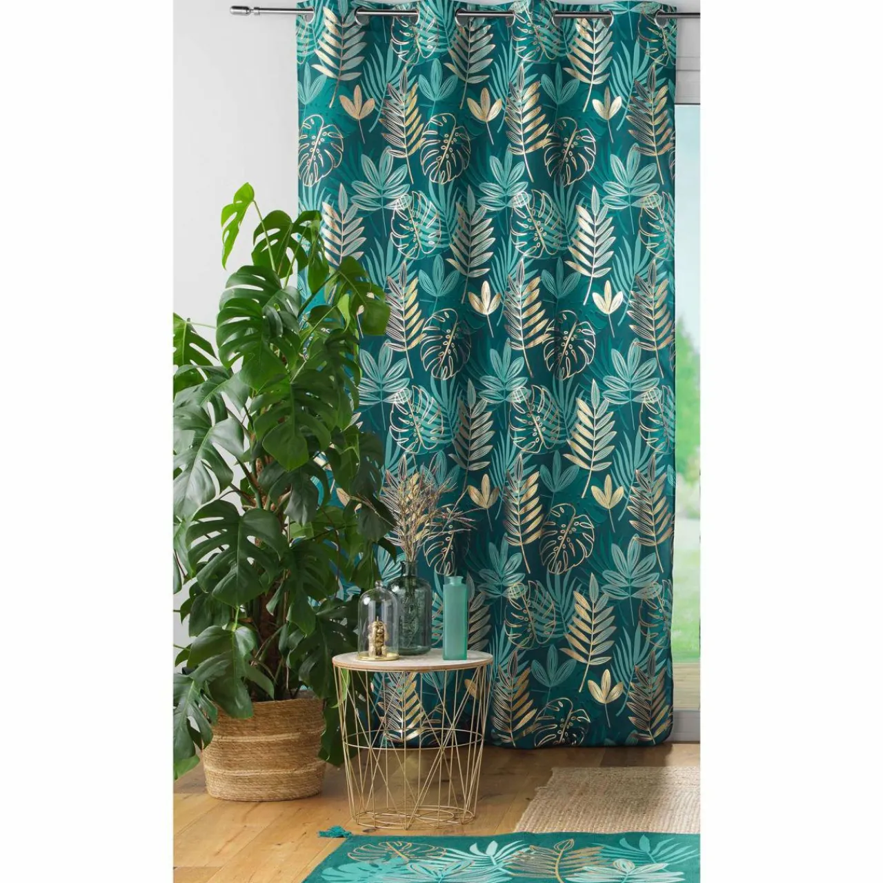 Rideau|DOUCEUR D'INTERIEUR Rideau oeillets (140 x 260 cm) Ornella Vert émeraude