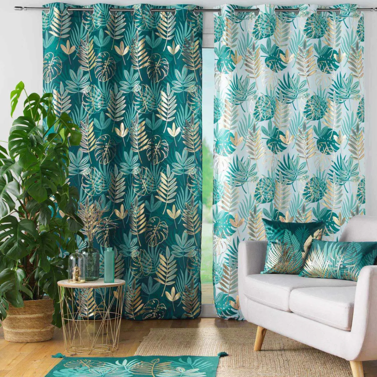 Rideau|DOUCEUR D'INTERIEUR Rideau oeillets (140 x 260 cm) Ornella Vert émeraude