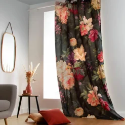 Rideau|LINDER Rideau oeillets (145 x 250 cm) Pivoine Rouge