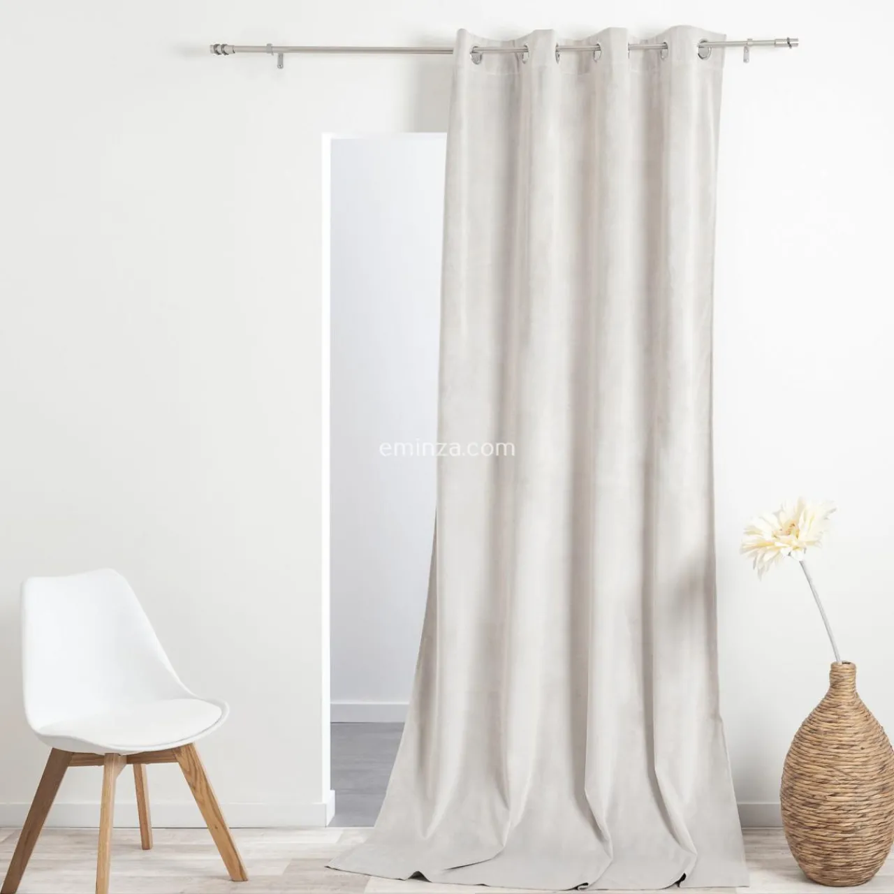 Rideau|ATMOSPHERA Rideau oeillets (140 X 260 cm) Velours Ivoire