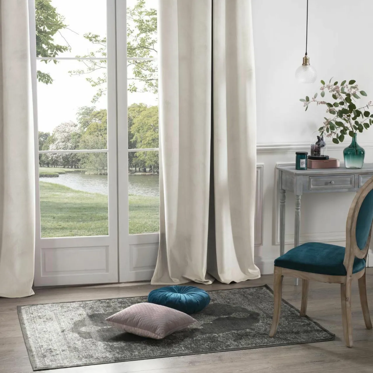 Rideau|ATMOSPHERA Rideau oeillets (140 X 260 cm) Velours Ivoire