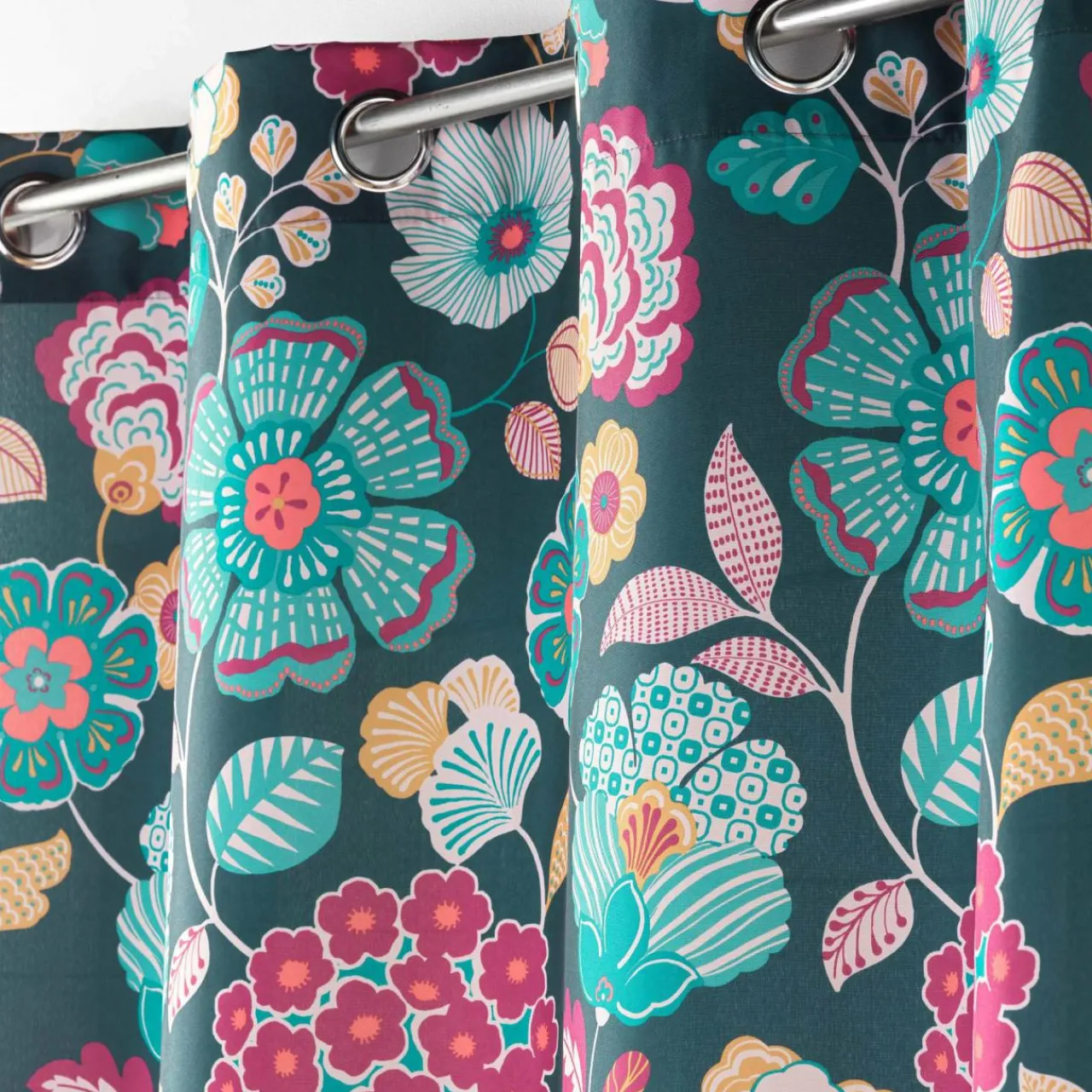 Rideau|DOUCEUR D'INTERIEUR Rideau oeillets (140 x 260 cm) Winteria Bleu canard