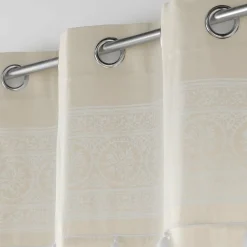 Rideau|DOUCEUR D'INTERIEUR Rideau oeillets pompons (140 x 240 cm) Isalina Blanc