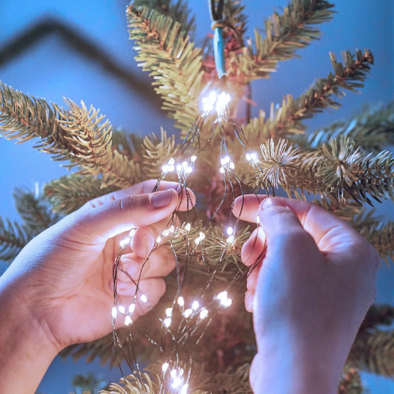 Guirlande Lumineuse|KAEMINGK Rideau pour sapin H2,10 m 672 Micro LED Flashing light Blanc froid