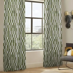 Rideau|Atmosphera, cru017dateur d'intu017drieur Rideau tissé (140 x 260 cm) Leyna Vert kaki