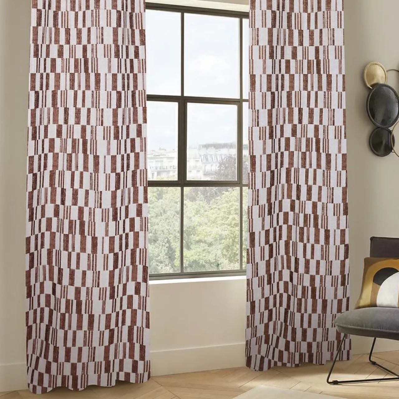 Rideau|Atmosphera, cru017dateur d'intu017drieur Rideau tissé (140 x 260 cm) Leyna Terracotta