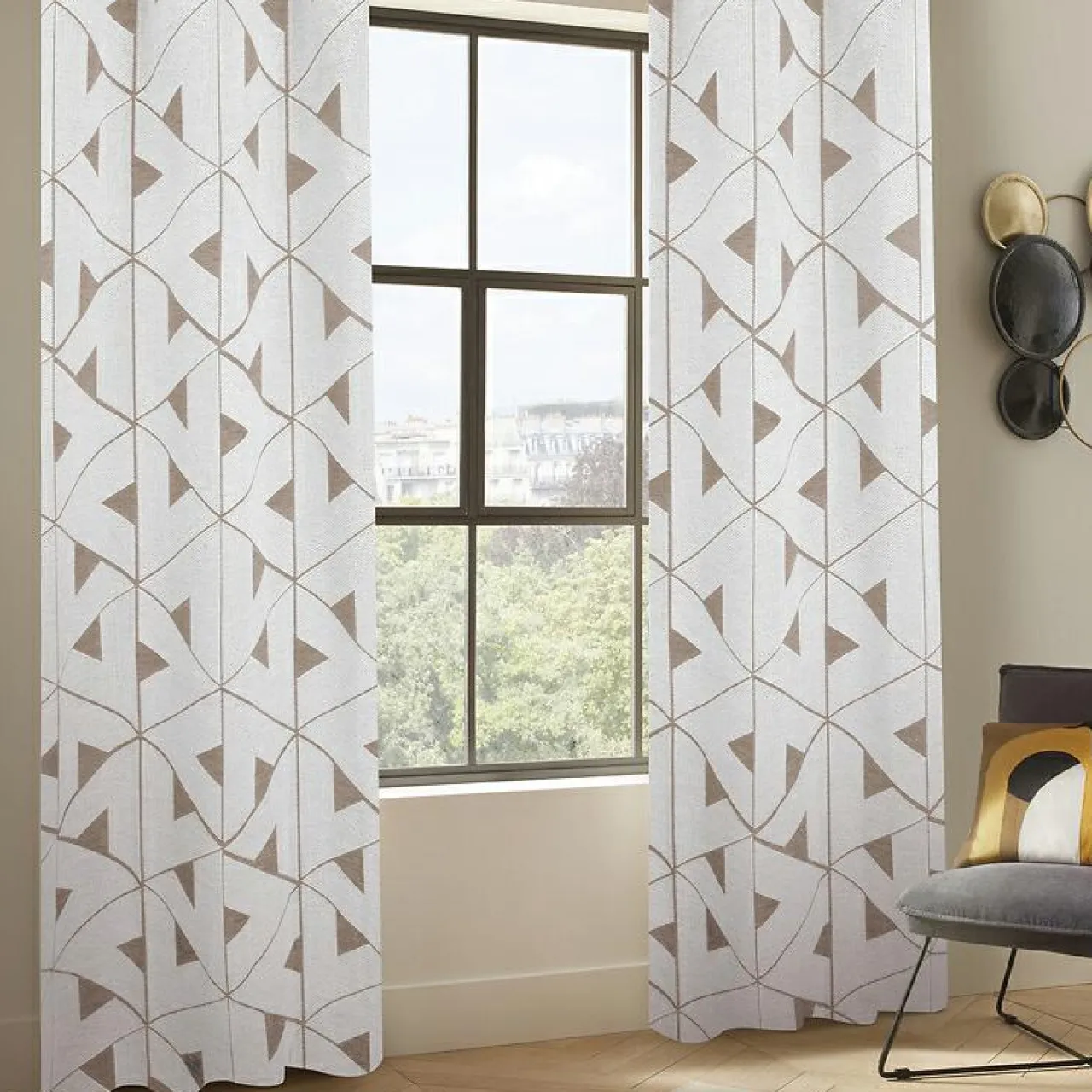 Rideau|Atmosphera, cru017dateur d'intu017drieur Rideau tissé (140 x 260 cm) Maloé Marron Cannelle