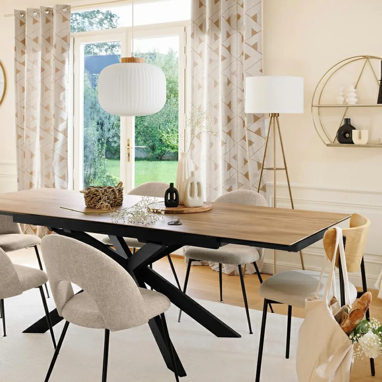 Rideau|Atmosphera, cru017dateur d'intu017drieur Rideau tissé (140 x 260 cm) Maloé Marron Cannelle