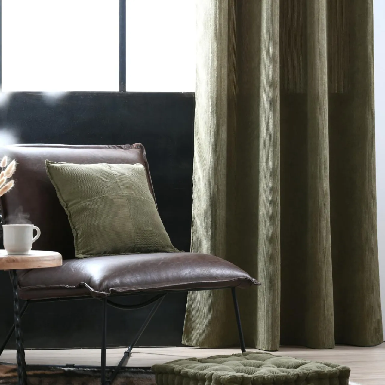 Rideau|STOF Rideau velours (140 x 260 cm) Dandy Vert kaki