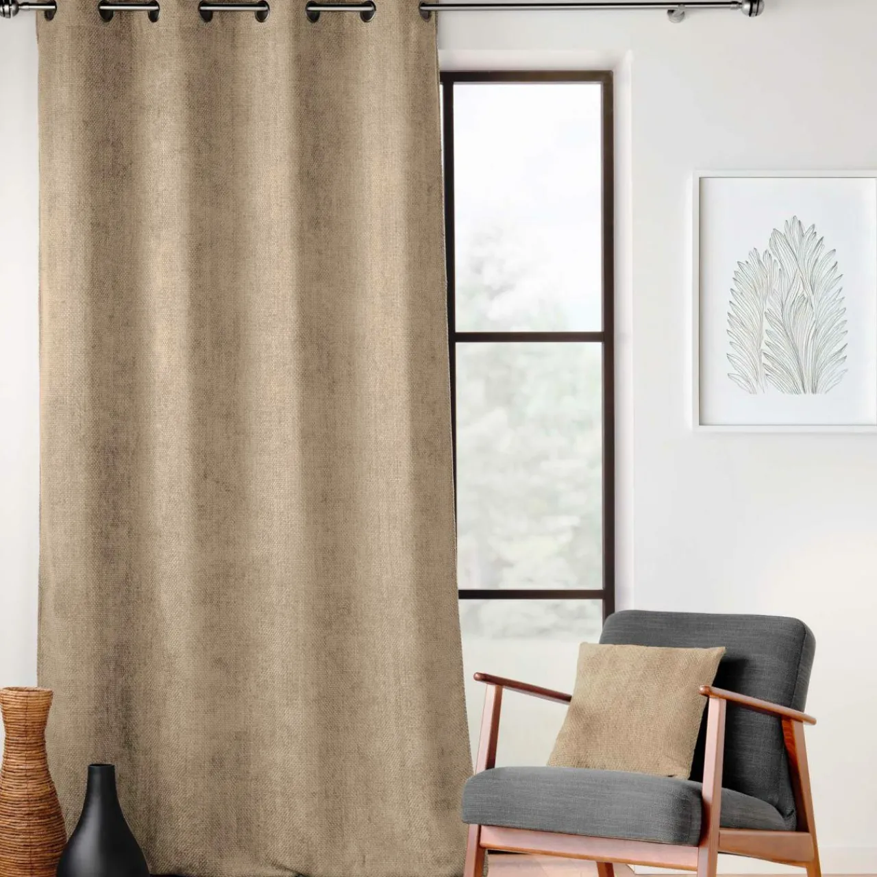 Rideau|douceur d'intu017drieur Rideau velours chenille (140 x 260 cm) Leo Beige