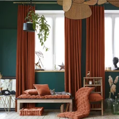 Rideau|EMINZA Rideau velours de coton ajustable (140 x max 270 cm) Victor Terracotta