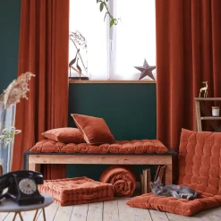 Rideau|EMINZA Rideau velours de coton ajustable (140 x max 270 cm) Victor Terracotta
