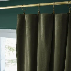 Rideau|EMINZA Rideau velours de coton ajustable (140 x max 270 cm) Victor thym Vert