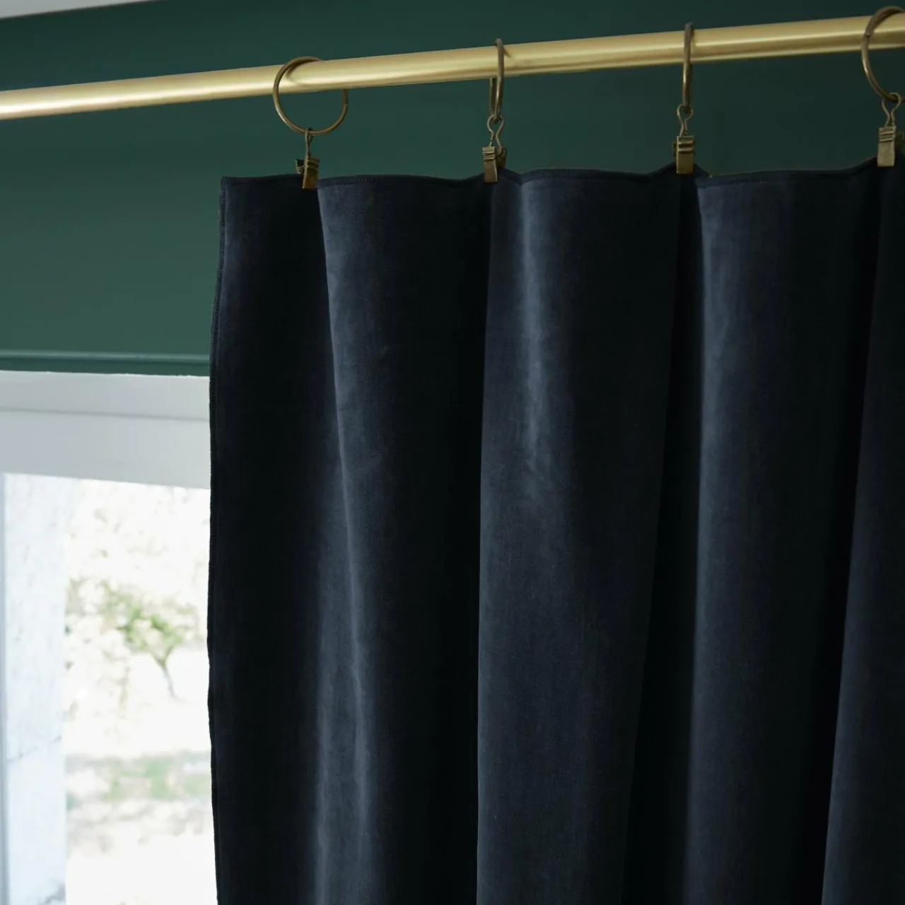 Rideau|EMINZA Rideau velours de coton ajustable (140 x max 270 cm) Victor Bleu nuit