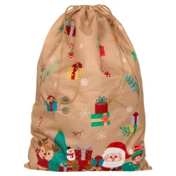 Bonnet, Chaussette Et Costume|JJA Sac cadeau en jute (H70 cm) Lutin et Père Noël Beige Multicolore