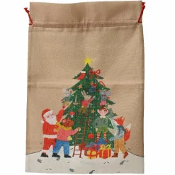 Bonnet, Chaussette Et Costume|Déco Et Objet De Noël|KAEMINGK Sac cadeau en tissu (H70 cm) "L'heure des cadeaux" Multicolore