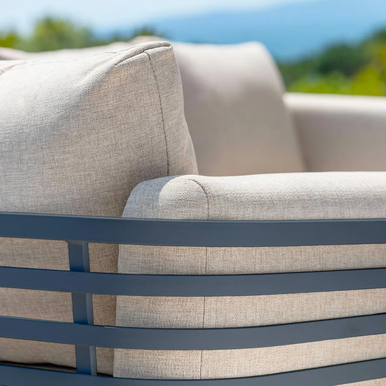 Salon De Jardin|MOBELLIA Salon de jardin aluminium 4 places 5 pcs Monte Carlo Gris anthracite et taupe Anthracite - Taupe