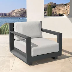 Salon De Jardin|MOBELLIA Salon de jardin aluminium 4 places 4 pcs Elba Gris anthracite et gris clair Anthracite - Gris Clair