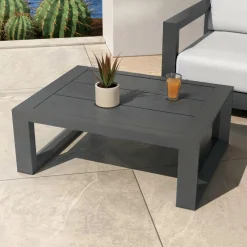 Salon De Jardin|MOBELLIA Salon de jardin aluminium 4 places 4 pcs Elba Gris anthracite et gris clair Anthracite - Gris Clair