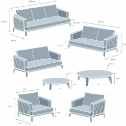 Salon De Jardin|MOBELLIA Salon de jardin aluminium 9 places 12 pcs Monte Carlo Gris anthracite et taupe Anthracite - Taupe