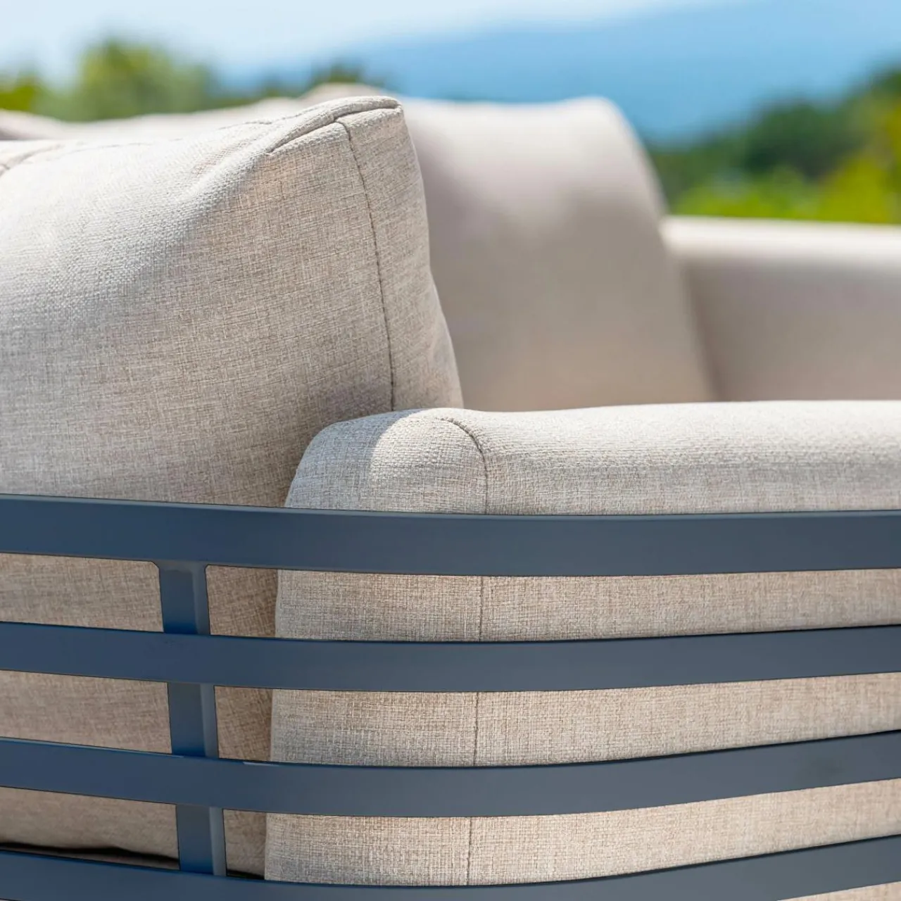 Salon De Jardin|MOBELLIA Salon de jardin aluminium 9 places 12 pcs Monte Carlo Gris anthracite et taupe Anthracite - Taupe