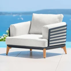 Salon De Jardin|MOBELLIA Salon de jardin aluminium 9 places 12 pcs Monte Carlo Gris anthracite et gris clair Anthracite - Gris Clair