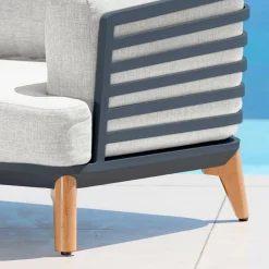 Salon De Jardin|MOBELLIA Salon de jardin aluminium 9 places 12 pcs Monte Carlo Gris anthracite et gris clair Anthracite - Gris Clair