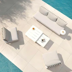 Salon De Jardin|MOBELLIA Salon de jardin aluminium 5 places Long Beach Blanc