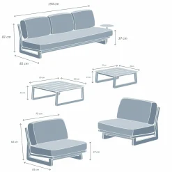 Salon De Jardin|MOBELLIA Salon de jardin aluminium 5 places Long Beach Blanc