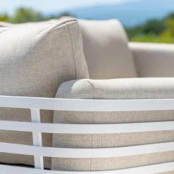 Salon De Jardin|MOBELLIA Salon de jardin aluminium 5 places 4 pcs Monte Carlo Blanc et taupe Blanc - Taupe