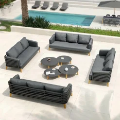 Salon De Jardin|MOBELLIA Salon de jardin aluminium 12 places 8 pcs Monte Carlo Gris Anthracite