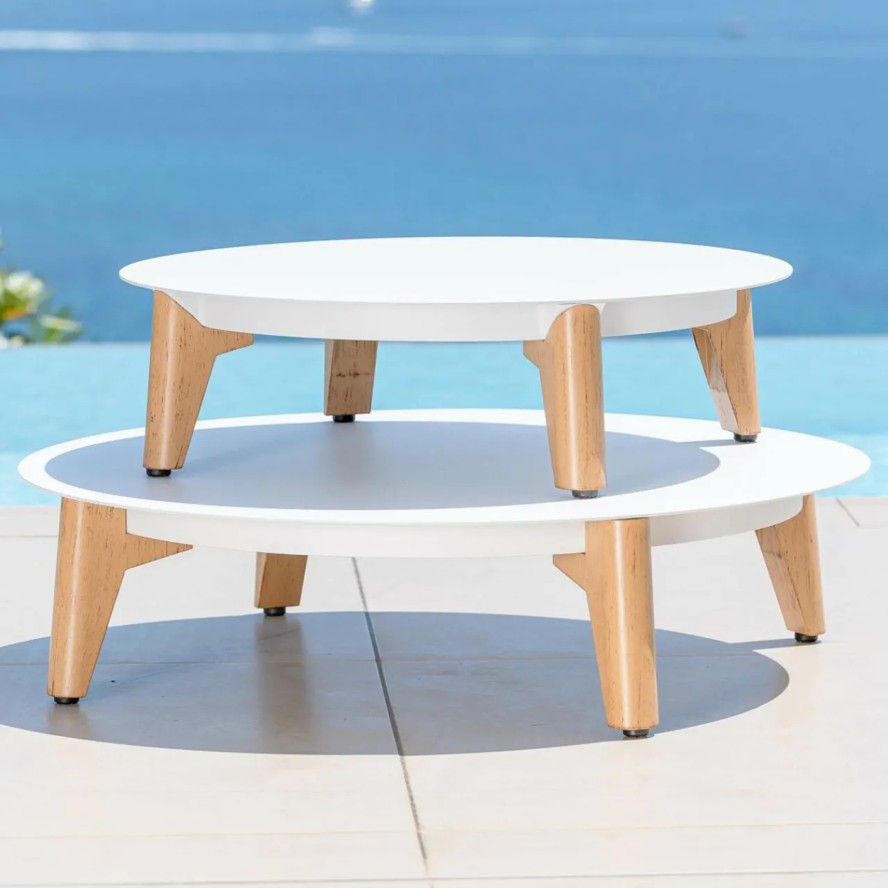 Salon De Jardin|MOBELLIA Salon de jardin aluminium 8 places 6 pcs Monte Carlo Blanc et taupe Blanc - Taupe