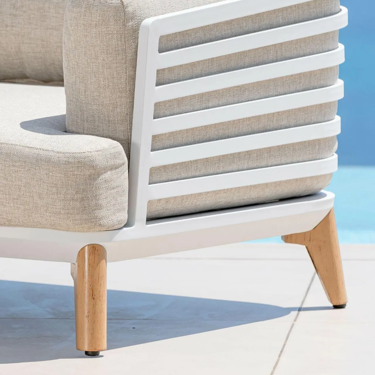 Salon De Jardin|MOBELLIA Salon de jardin aluminium 9 places 12 pcs Monte Carlo Blanc et taupe Blanc - Taupe