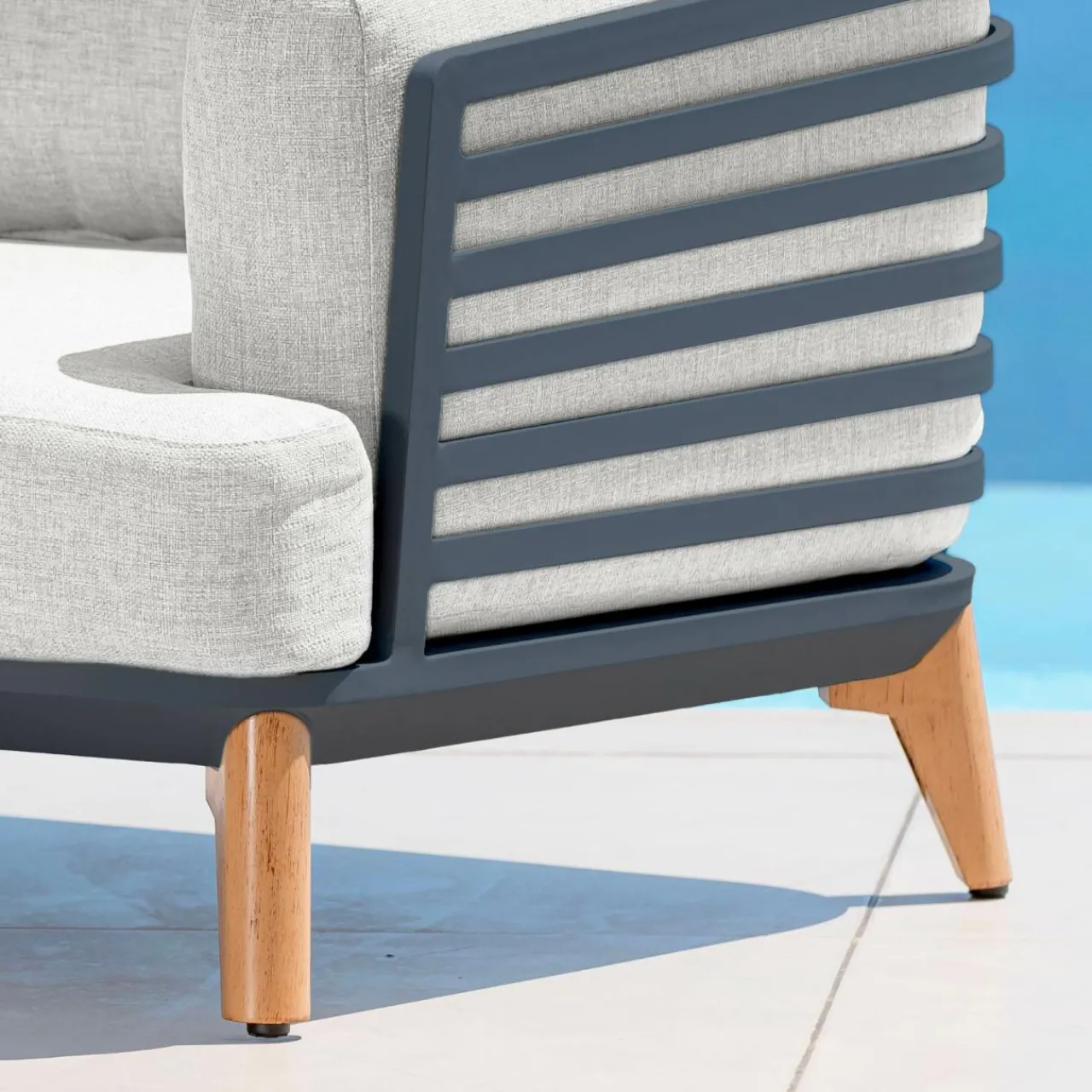 Salon De Jardin|MOBELLIA Salon de jardin aluminium 7 places 6 pcs Monte Carlo Gris anthracite et gris clair Anthracite - Gris Clair