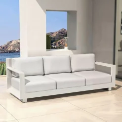 Salon De Jardin|MOBELLIA Salon de jardin aluminium 7 places 5 pcs Elba Blanc et gris clair Blanc - Gris Clair