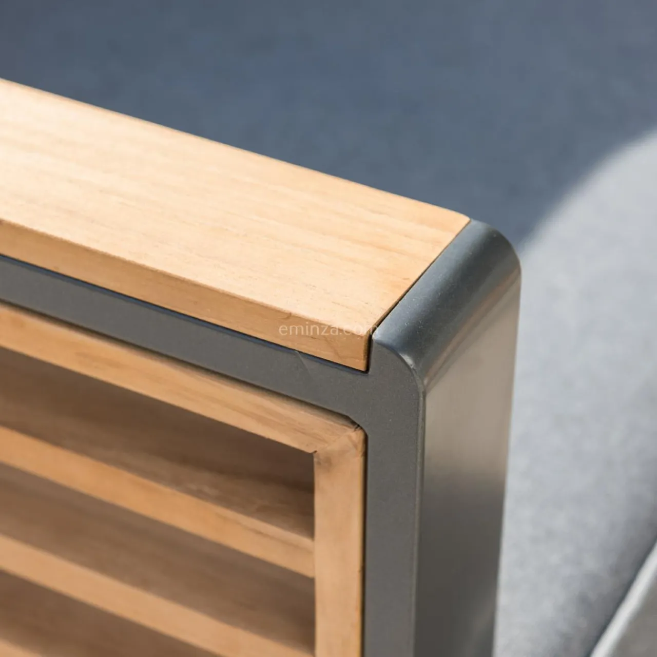 Salon De Jardin|MOBELLIA Salon de jardin aluminium et bois teck 5 places Bali Gris et ardoise Anthracite