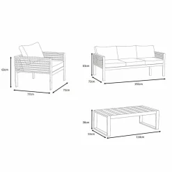 Salon De Jardin|MOBELLIA Salon de jardin aluminium et bois teck 5 places Bali Gris et ardoise Anthracite