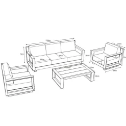 Salon De Jardin|MOBELLIA Salon de jardin aluminium 5 places 4 pcs Elba Gris Anthracite