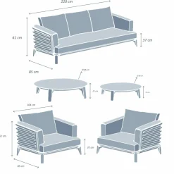 Salon De Jardin|MOBELLIA Salon de jardin aluminium 5 places 5 pcs Monte Carlo Blanc et gris clair Blanc - Gris Clair