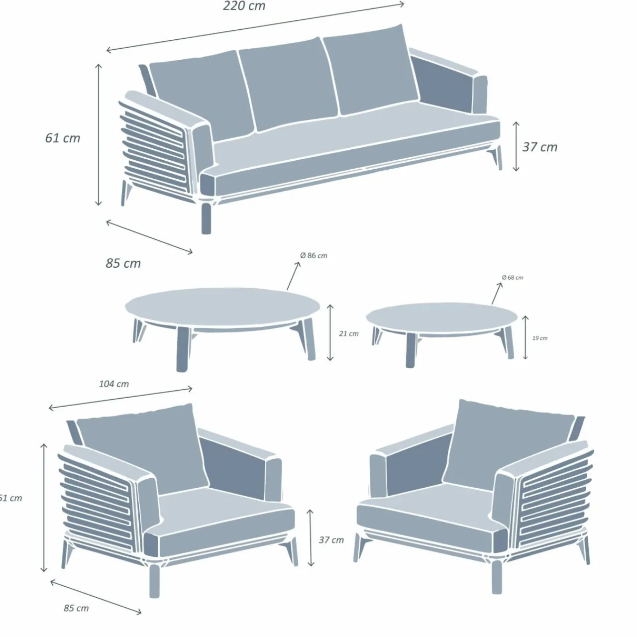 Salon De Jardin|MOBELLIA Salon de jardin aluminium 5 places 5 pcs Monte Carlo Blanc et beige Blanc - Beige