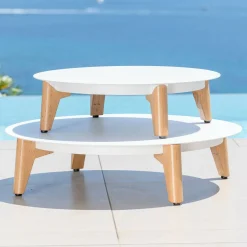 Salon De Jardin|MOBELLIA Salon de jardin aluminium 5 places 5 pcs Monte Carlo Blanc et beige Blanc - Beige