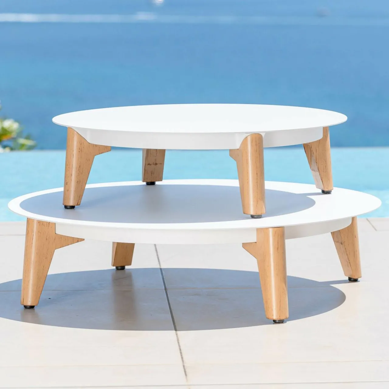 Salon De Jardin|MOBELLIA Salon de jardin aluminium 5 places 5 pcs Monte Carlo Blanc et beige Blanc - Beige