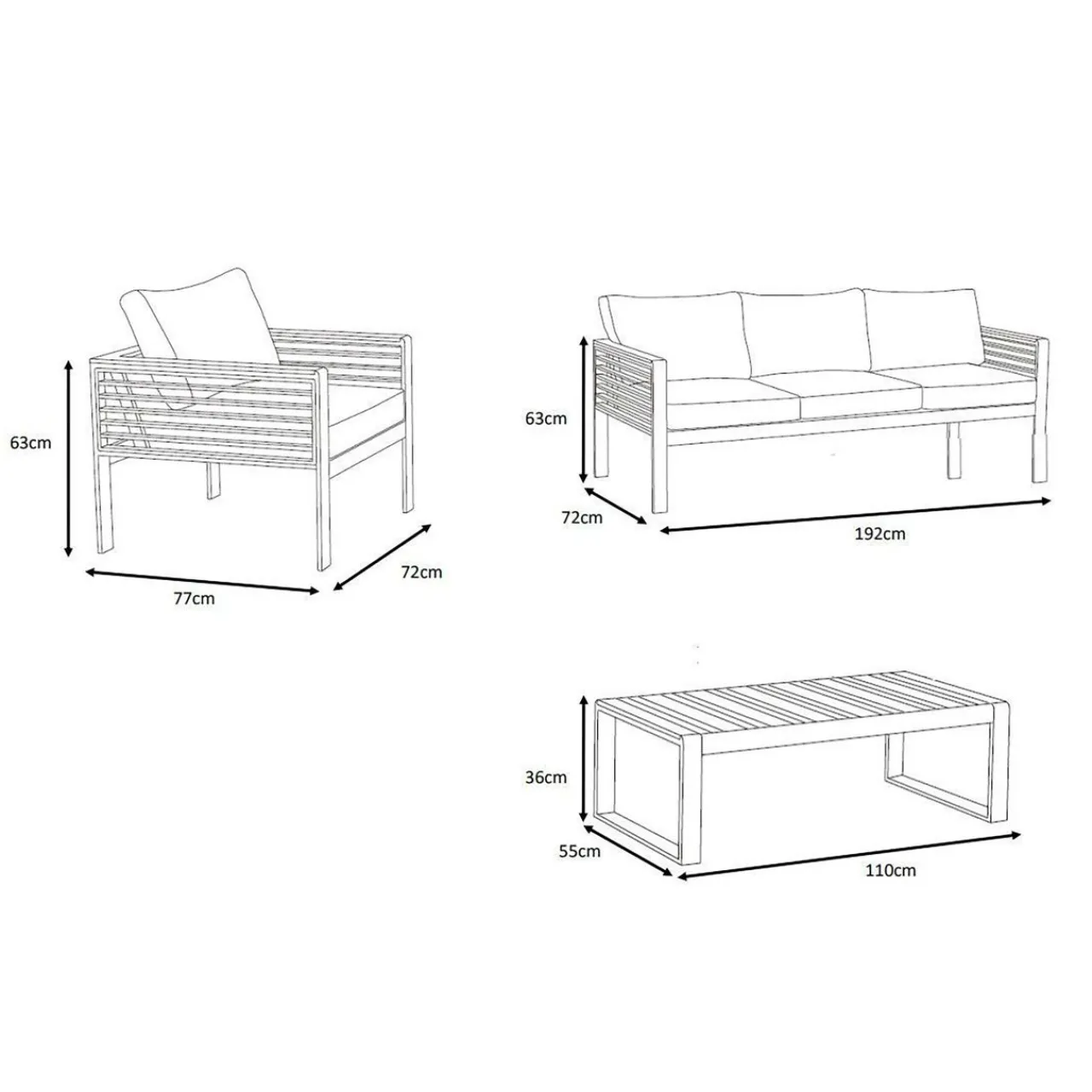 Salon De Jardin|MOBELLIA Salon de jardin aluminium et bois teck 5 places Bali et gris clair Blanc