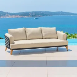 Salon De Jardin|MOBELLIA Salon de jardin aluminium 5 places 5 pcs Monte Carlo Gris anthracite et beige Anthracite - Beige