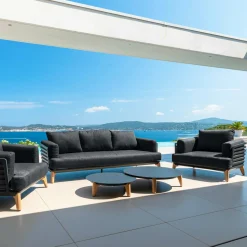 Salon De Jardin|MOBELLIA Salon de jardin aluminium 5 places 5 pcs Monte Carlo Gris Anthracite