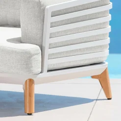 Salon De Jardin|MOBELLIA Salon de jardin aluminium 4 places 5 pcs Monte Carlo Blanc et gris clair Blanc - Gris Clair