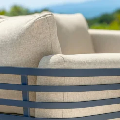 Salon De Balcon|Salon De Jardin|MOBELLIA Salon de jardin aluminium 2 places 3 pcs Monte Carlo Gris anthracite et beige Anthracite - Beige