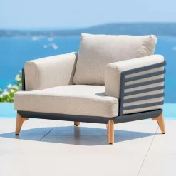 Salon De Balcon|Salon De Jardin|MOBELLIA Salon de jardin aluminium 2 places 3 pcs Monte Carlo Gris anthracite et taupe Anthracite - Taupe