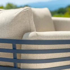 Salon De Jardin|MOBELLIA Salon de jardin aluminium 4 places 5 pcs Monte Carlo Gris anthracite et beige Anthracite - Beige